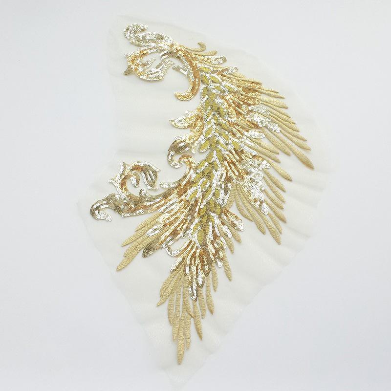 Вышитые нашивки Швейные аксессуары Перья Пайетки Кружево Рукоделие Хвост Феникса Сделай сам Пайетки Нашивки