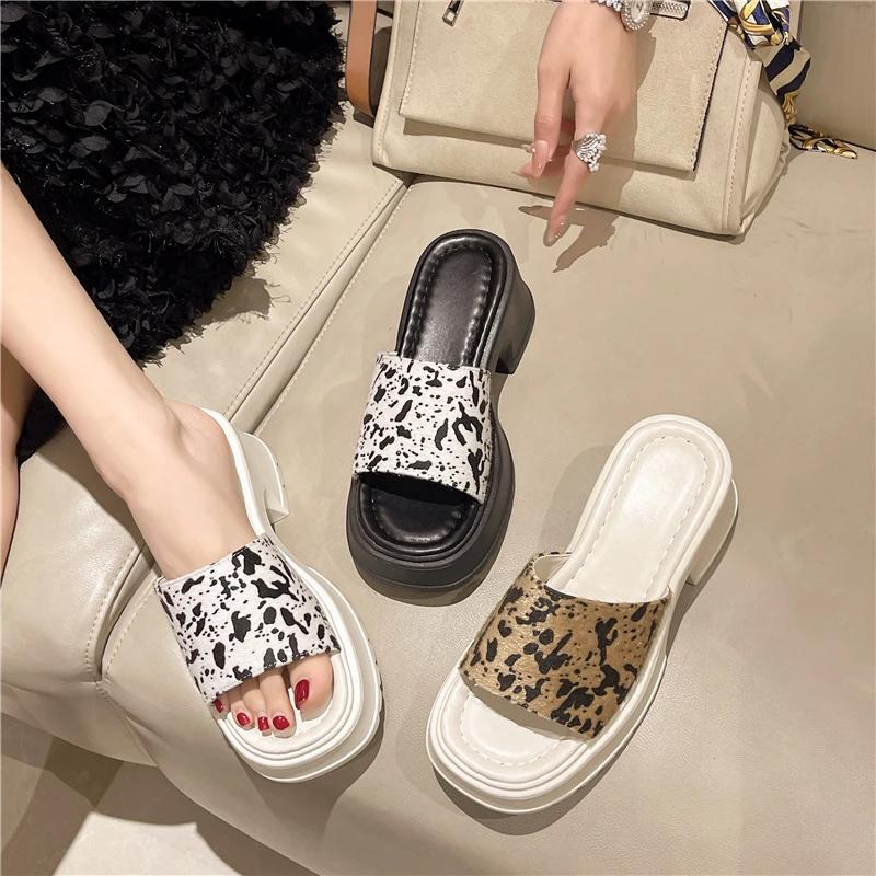 Летние НОВЫЕ модные элегантные повседневные свободные сандалии на квадратном каблуке с увеличенным каблуком, модные тапочки с круглым носком и открытым носком НЕТ:Q2946