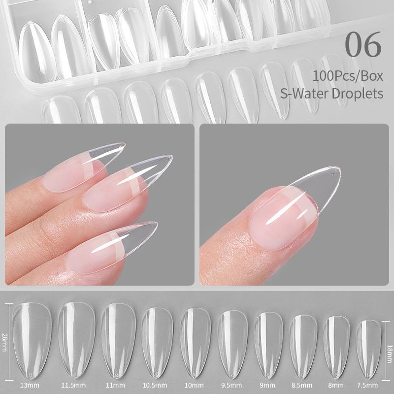 Clear Long False Nail Tips Set Acrylic Extension Full Cover Nail Tips Fake Finger UV Gel Polish Quick Building Mold Nail Tool