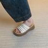 Spot wrinkled Bangkok drag thick-soled one-word slippers women's summer new casual outer wear flat-soled loose sandals