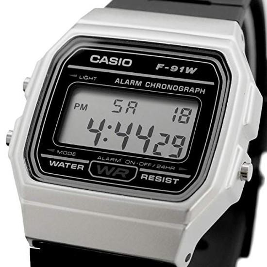 CASIO Кварцевые наручные часы F-91WM-7A Унисекс Дешевые Серебристые