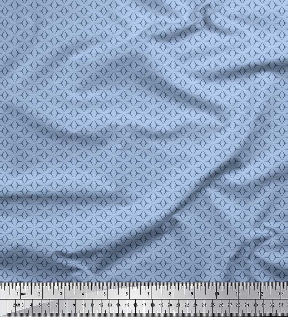 Soimoi Japan Crepe Satin Fabric Geometric Small Print Sewing Fabric Metre 42 Inch