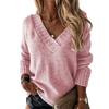 Fashionable Casual Women's Autumn and Winter Solid Color Sweater Women's Foreign Trade V-neck Long Sleeve Pullover Knit Top