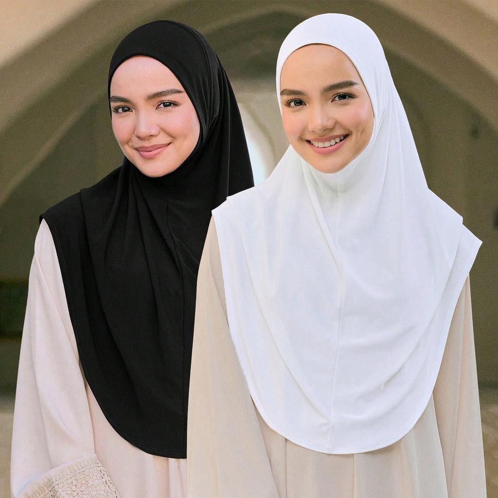 Малайский двойной подбородок мусульманский женский однотонный внутренний шарф исламский мгновенный хиджаб женская шапка хрустальная пеньковая шапка 80*55 см