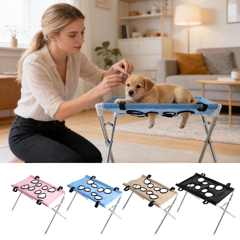 Pet Grooming Hammock Stand Foldable Cat Dog Bathing Rack Quick Dry Mesh Nail Trimming Holder Hammock Helper Hanging for Cat Dog