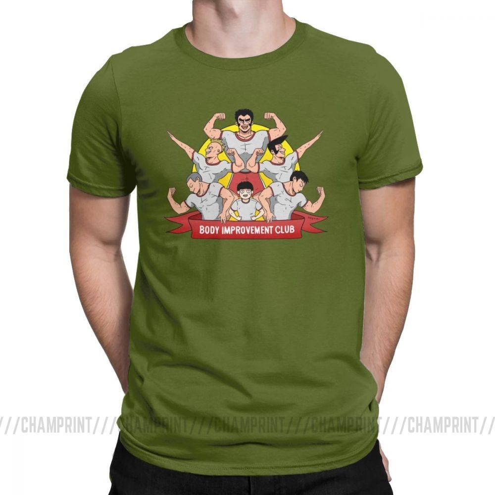 Men S T Shirt Mob Psycho 100 Body Improvement Club Humor 100 Cotton Tees Short Sleeve