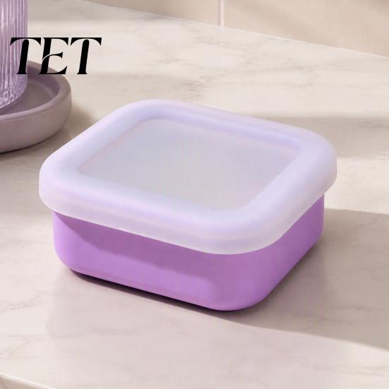 Travel Soap Holder for Camping Portable Silicone Box with Lid, Mini Square Waterproof Lightweight Accessory Toiletries Case, Reusable Container