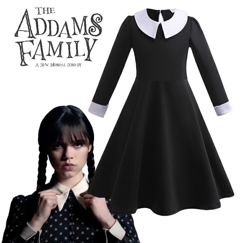 New Kids Long Sleeve Dress Adam's Family Cosplay Princess Style