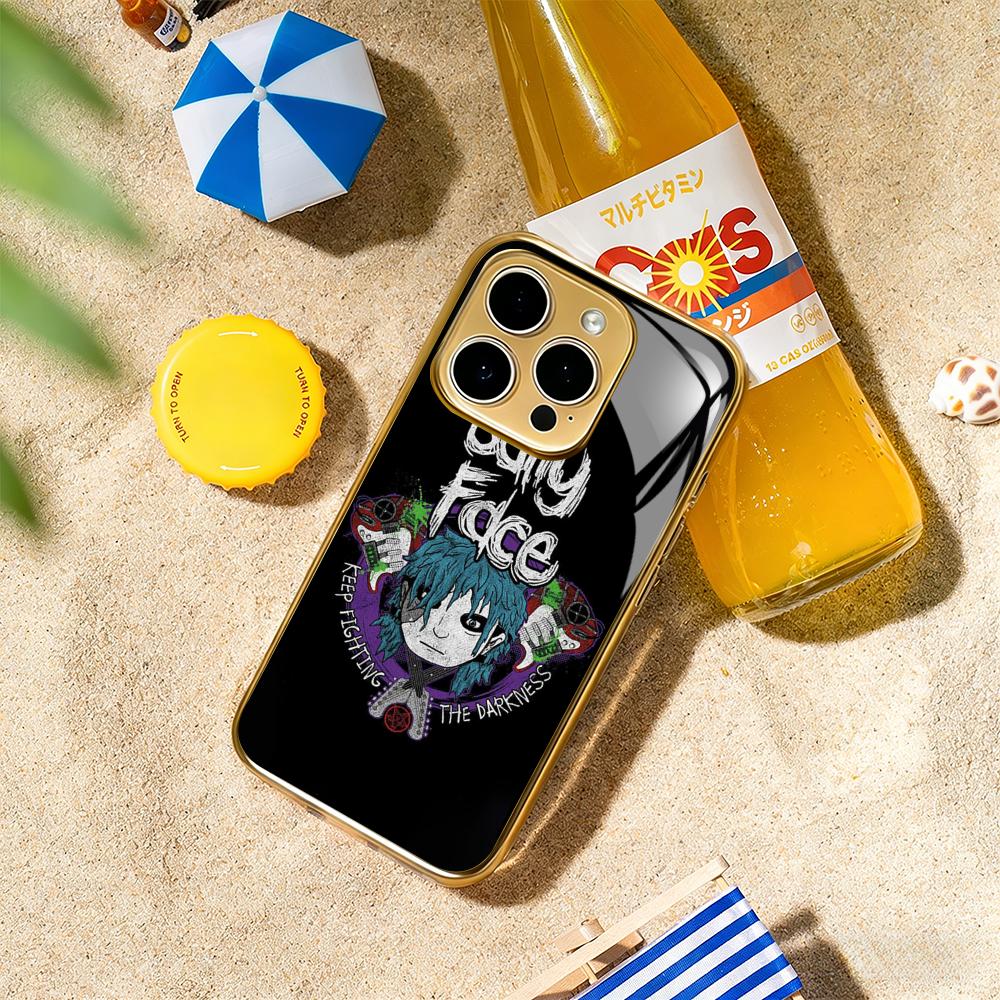 Американский sally face ретро мода Чехол для телефона Для iphone 17 16 15 14 13 12 11Pro Plus Max Позолоченный стеклянный Чехол для телефона