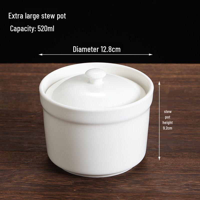 Ceramic Double Boiler Stew Pot with Lid for Soup, Bird's Nest, and Steamed Eggs