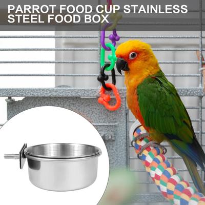 10/12/14см Попугай Кролик Хомяк Миска для корма для домашних животных Нержавеющая сталь Навесная поилка для воды Кормушка для птиц Миска для кормления Подвесная миска