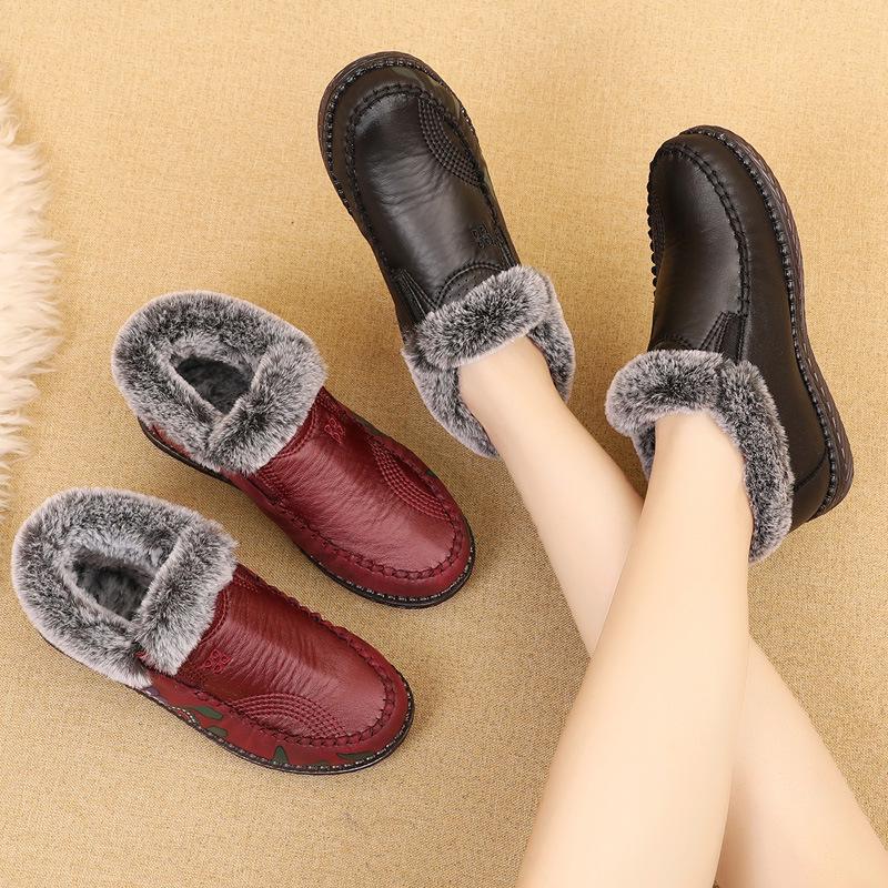 Теплая зимняя обувь с бархатной подкладкой для женщин среднего и пожилого возраста - легкие, мягкие, нескользящие ботинки из ткани Old Beijing