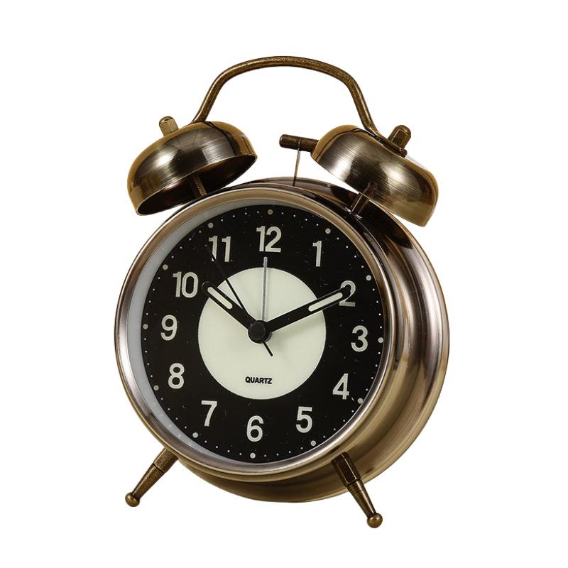 1 inch 1 inch metal bell alarm clock luminous silent small alarm clock big bell bedside desktop small clock