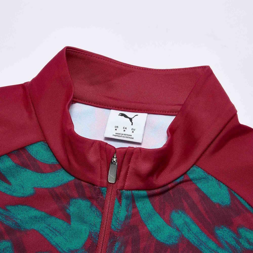Puma Мужская футболка с длинным рукавом, влагоотводящая, облегающего кроя, с цветовыми блоками, быстросохнущая, для национальной сборной Португалии, топ 784790-37