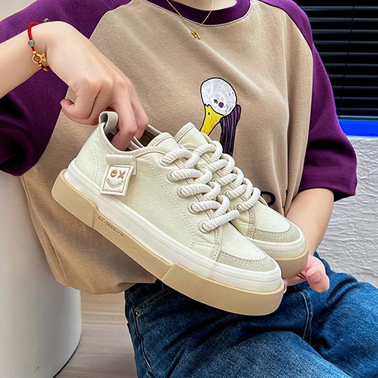 Летняя дышащая парусиновая обувь, женская универсальная студенческая обувь для скейтбординга, повседневная обувь на толстой подошве, модная обувь