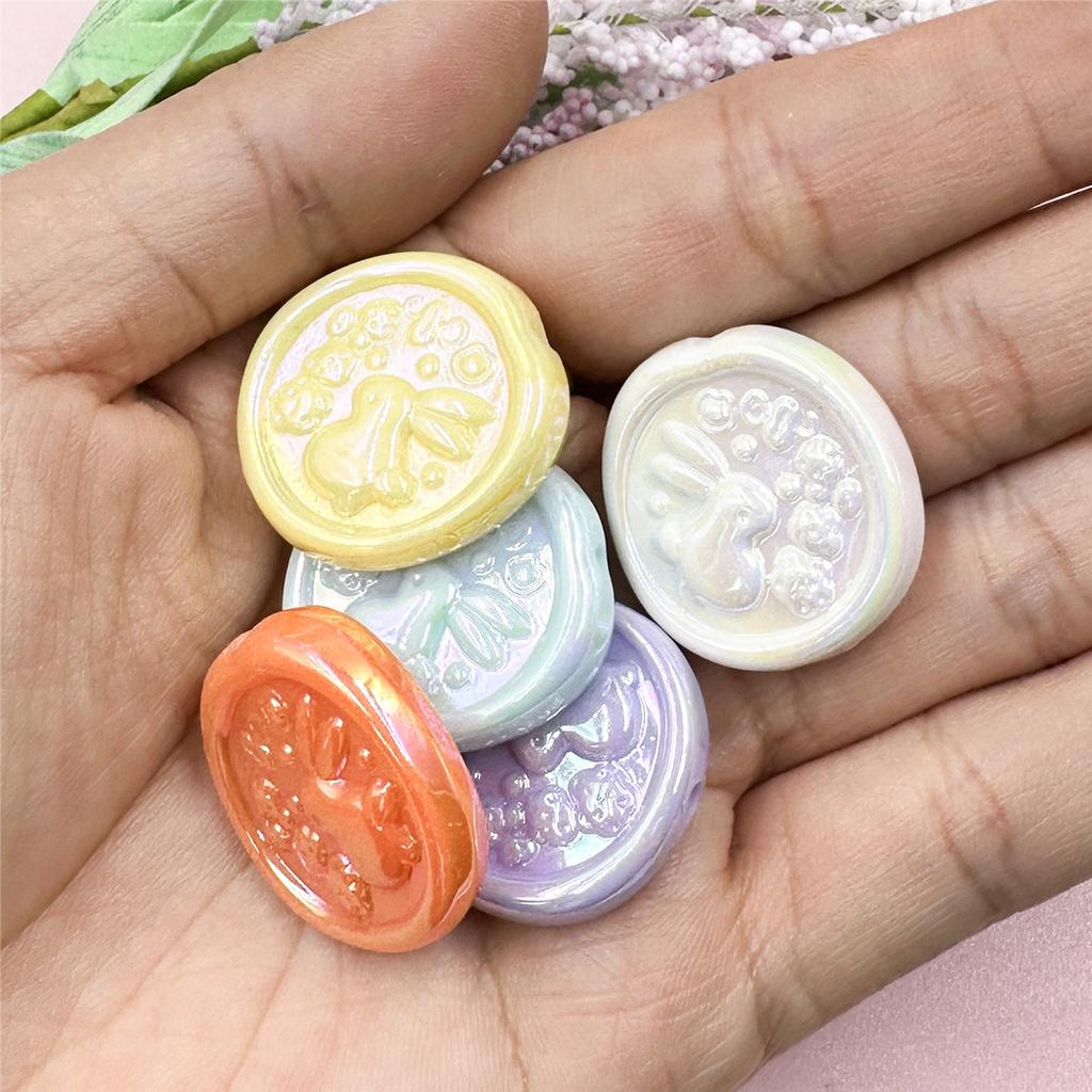 Hanmade 5Pcs 24*25mm Rabbit Geometry DIY Beads For Necklace Earrings Making Craft Acrylic Charms Jewelry Making Handmade Material Beading Accessory