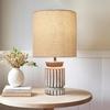 40.64 Cm Retro Farmhouse Table Lamp for Living Room Bedroom Rustic Linen Bedside Nightstand Lamps for Kids Room Study Office, Cylinder LED