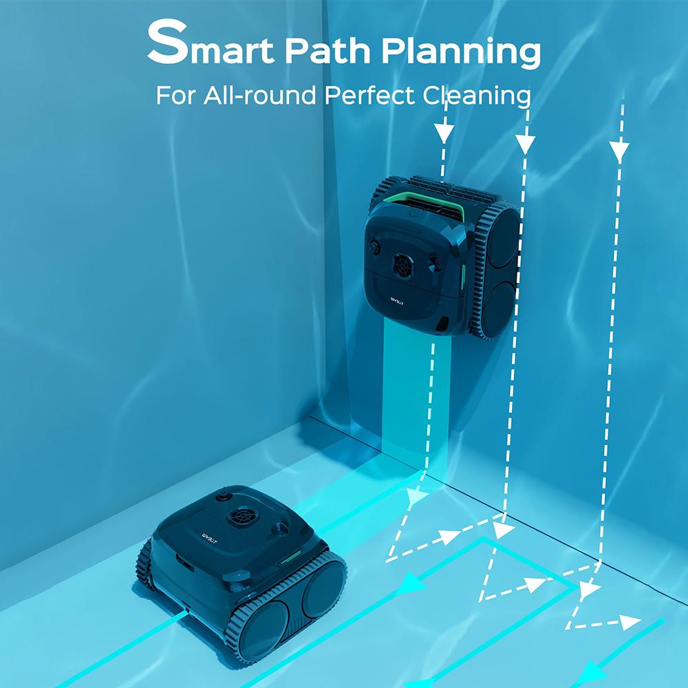 Беспроводной робот-пылесос для бассейна WYBOT C2, очистка стен и ватерлинии, двойная очистка, для заглубленных бассейнов площадью до 1614 кв. футов, черный зеленый