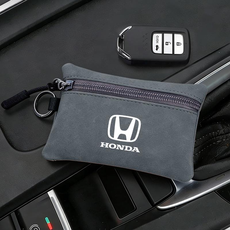 Leather Car Key Case Keychain Mini Storage Bag Zippered For Honda Jazz Pilot CRV Odyssey City Shuttle HRV CRX Civic FIT Accord XD9