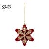 Festive Home Shop Ornament Set Flocked Christmas Ornaments with Gold Edging, Retro Red Velvet Hanging Vintage Style Pendants Decoration, Elk