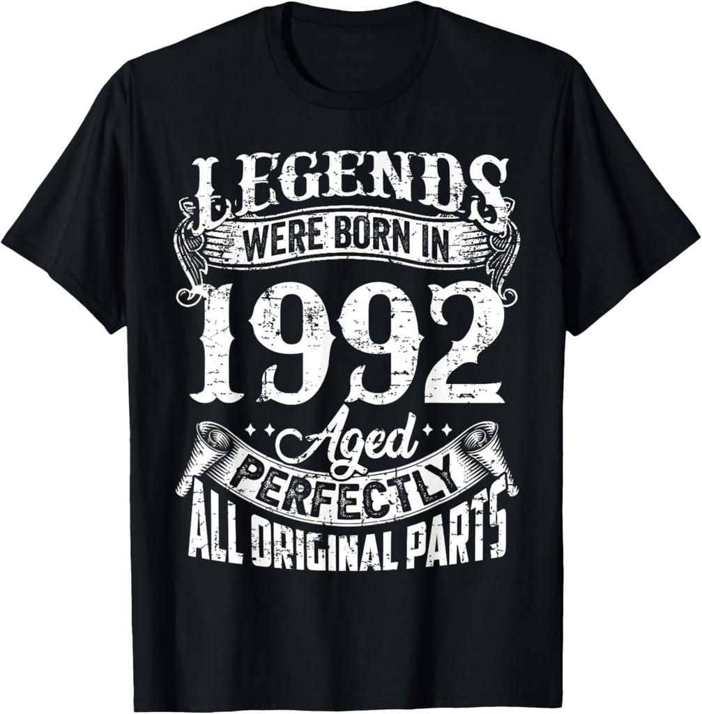Vintage 33th Birthday Decorations Vintage 1992 33 Years Old TShirt Print on DeUnisexd Streetwear Short Sleeve Camiseta Hombre