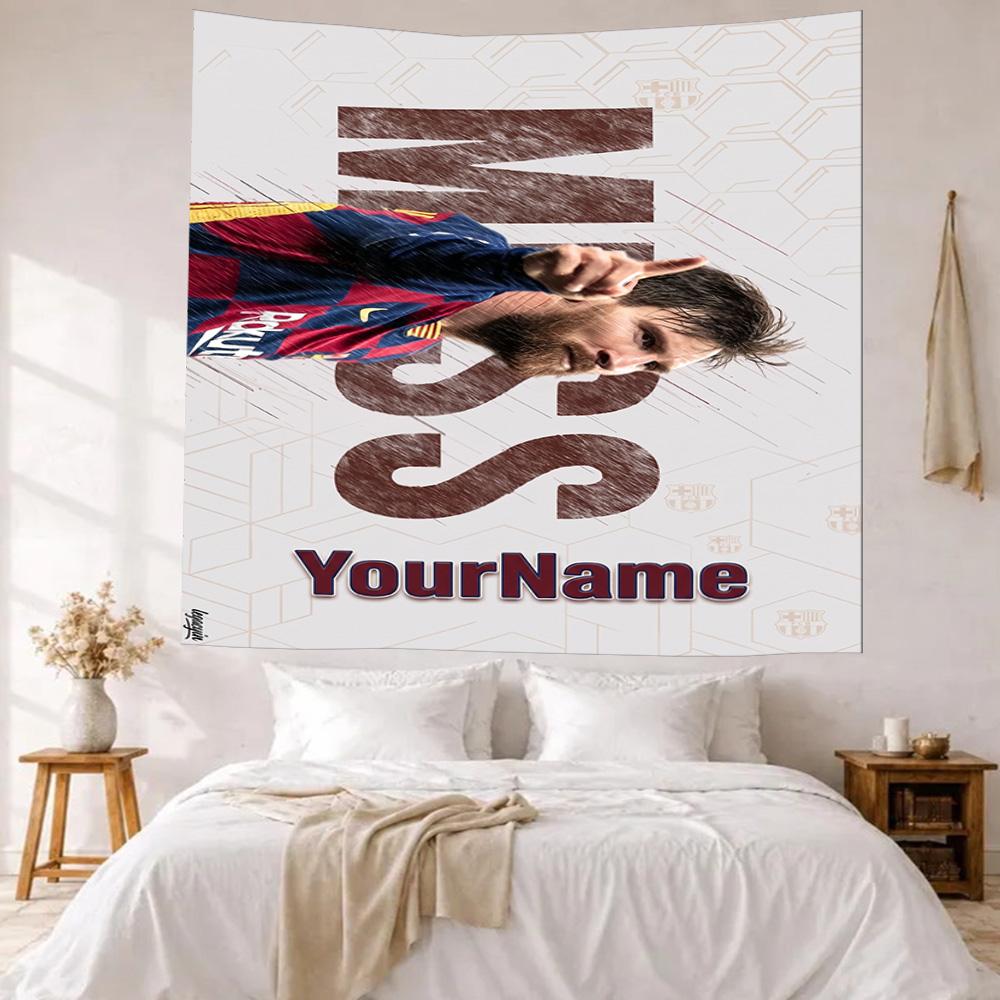 Messi Custom Your Name Wall Decor Tapestry Art For Pet Memorial Birthdaywedding Party Backdrop Family Gift