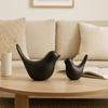 Creative Black Birds Matte Figurines Home Decorations Accessories (Pack of 2, Black)