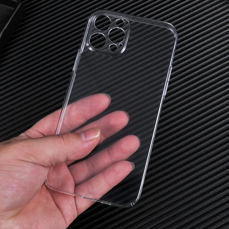 Прозрачный Жесткий Пластиковый Чехол из Поликарбоната для Телефона iPhone 17 16E 16 15 14 PLUS 13 12 11 17 Pro Max MINI Защита Камеры Прозрачная Крышка