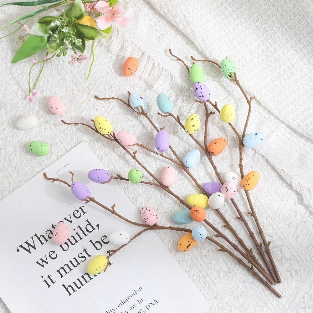 35CM Length Easter Egg Branch Fake Bouquets Egg Design Fake Plant Bouquet Artificial Branch Shape Vase Ornament Home Decor