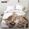 3D Cat Белый пододеяльник Удобный чехол Роскошный питомец Тема Милый Кот Животные Пододеяльник для детей Женщин Украшения для спальни