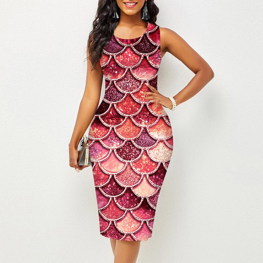 2025 Women's Dress Sling Summer Print Dresses Tight Sleeveless Slim Fit Sexy Fashion Top Clothing