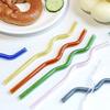 Высококачественные стеклянные волнистые соломинки Многоразовые красочные соломинки для сока, чая, кофе Экологически чистые, устойчивые к высоким температурам, не содержащие бисфенола А стеклянные закрутки Прозрачные соломинки