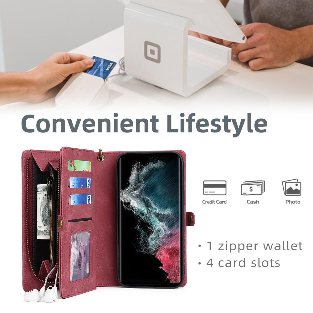 Подходит для телефона S24, кожаный чехол для вставки карт Note 20, ультра-многофункциональный чехол для телефона A73, защитный чехол-книжка