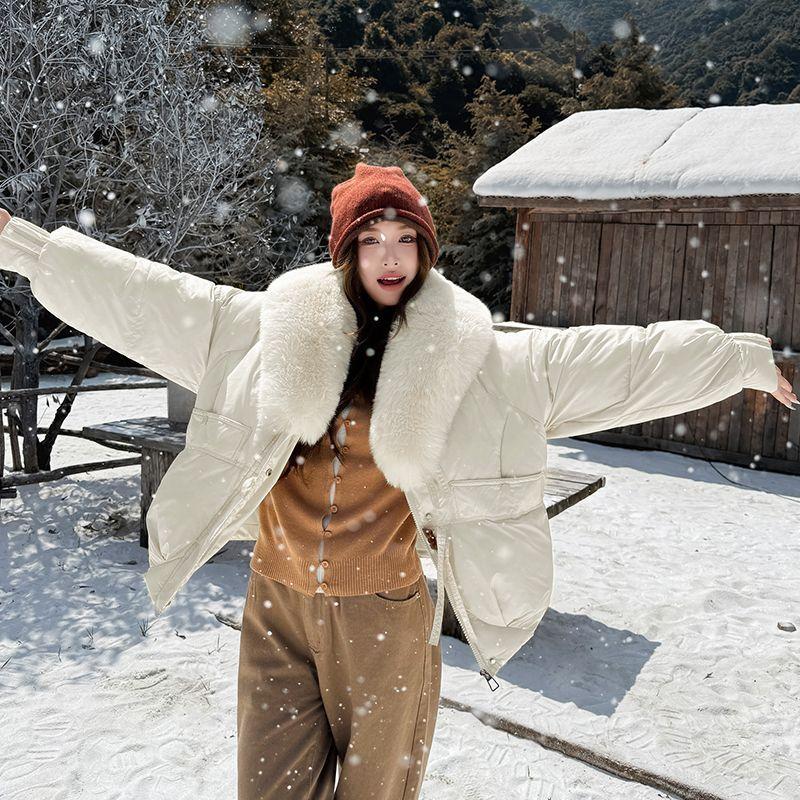 Шикарная зимняя женская куртка в корейском стиле, с воротником из искусственного меха, приталенного силуэта, теплая, с подкладкой, модная верхняя одежда