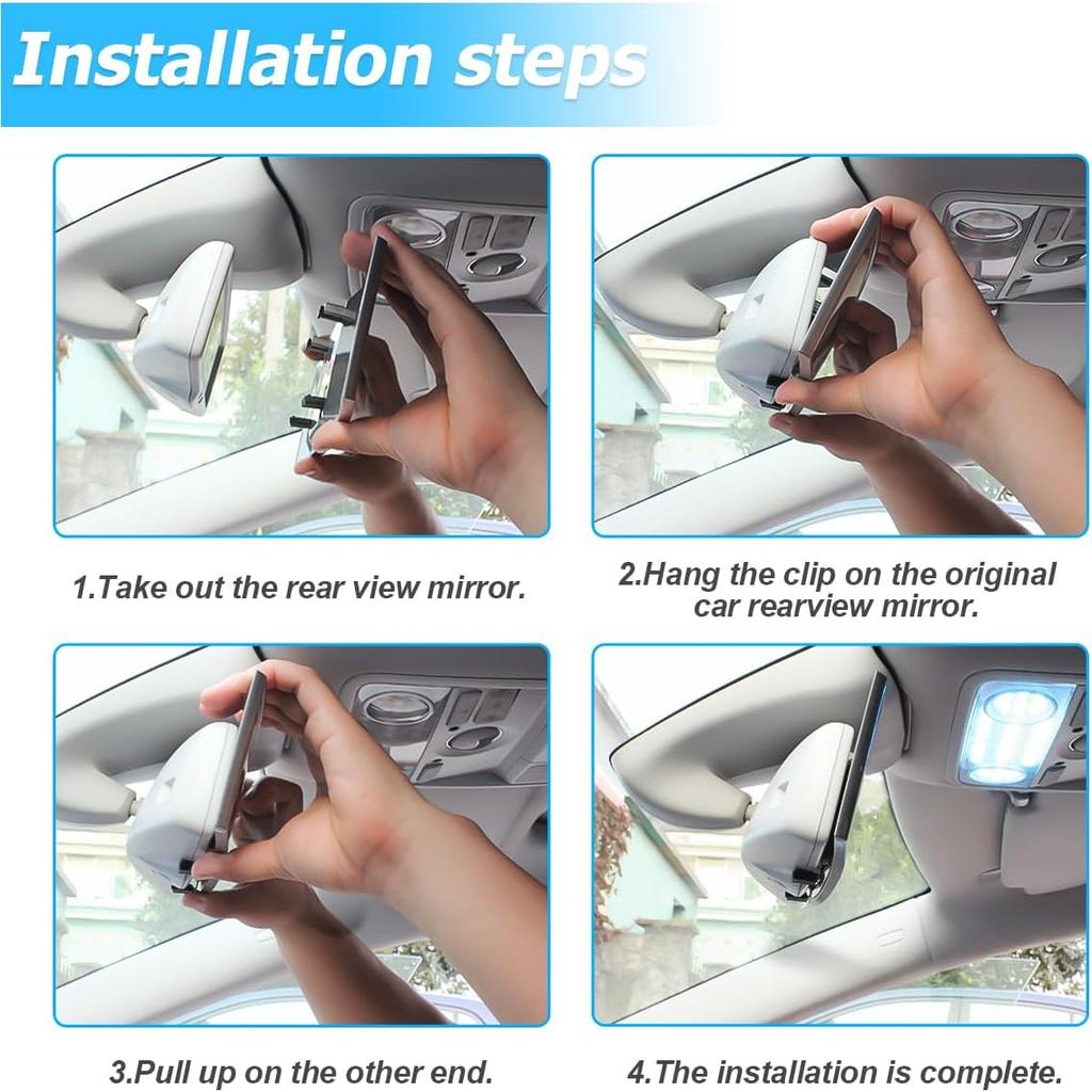 Car Rear View Mirror, 11.2" HD Clear Panoramic Convex Wide Angle Vehicle Rearview Mirror Extender To Reduce Blind Spot, Anti-Glare Clip-On Auto