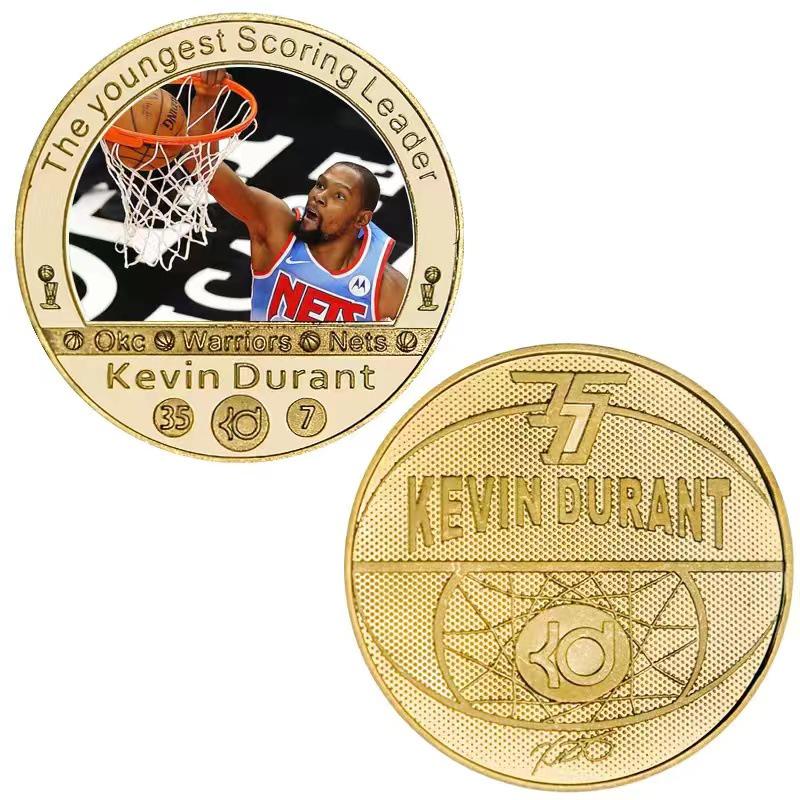Коллекция commemorative монеты и значка-медали NBA Durant с золотым покрытием