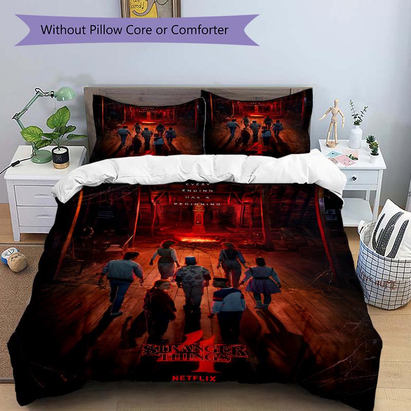 Stranger Things Season Teaser Print 3Pcs Bedding Setduvet Cover With 2 Bedropillowcase Home Birthday Gift