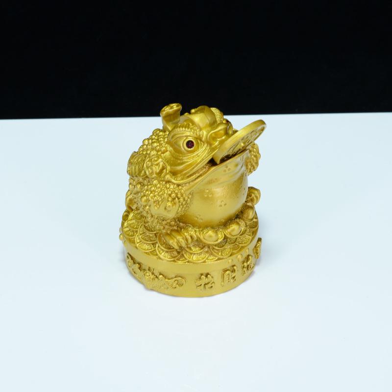 Rhinestone-Adorned Golden Toad Wealth-Attracting Ornament for Desktop