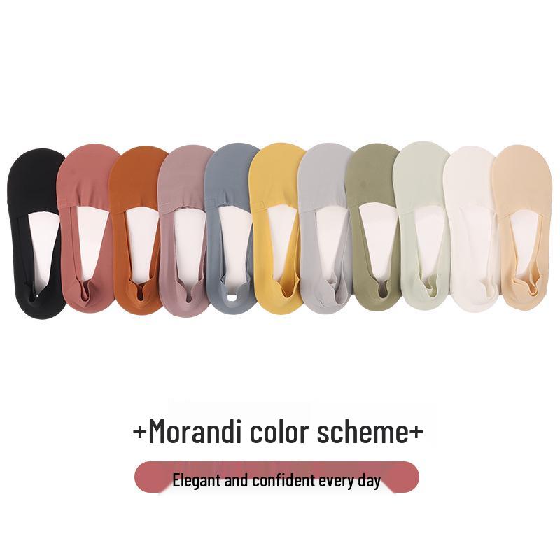 Women's Summer Ice Silk Invisible Socks, Breathable, Antibacterial, Sweat-Absorbent, Odor-Resistant, Non-Slip, Cotton Bottom