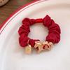 Zinc Zinc Alloy Zodiac Horse Hair Rope Wrinkle Chinese Children Hair Band Red Hair Scrunchies  Kids