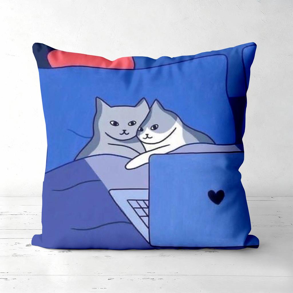 Pieces Cozy Cat Couple Throw Pillow Covers Polyester sofa decorative cushion cov Headboard Pillow (Without Pillow Core