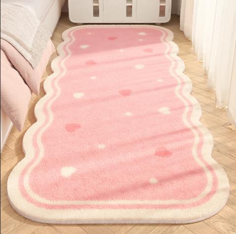 Thick Pink Plush Carpet for Living Room and Bedroom Soft Fluffy Anti Slip Washable Bedside Floor Mat Decorative Rug