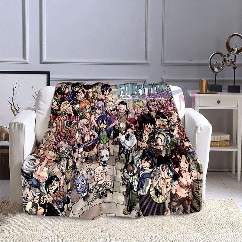 Fairy Tail Flannel Plush Blanket Home Fleece Throw Blanket Travel Blankets Bedspreads Sofa Cover Couch Dorm Room Blanket