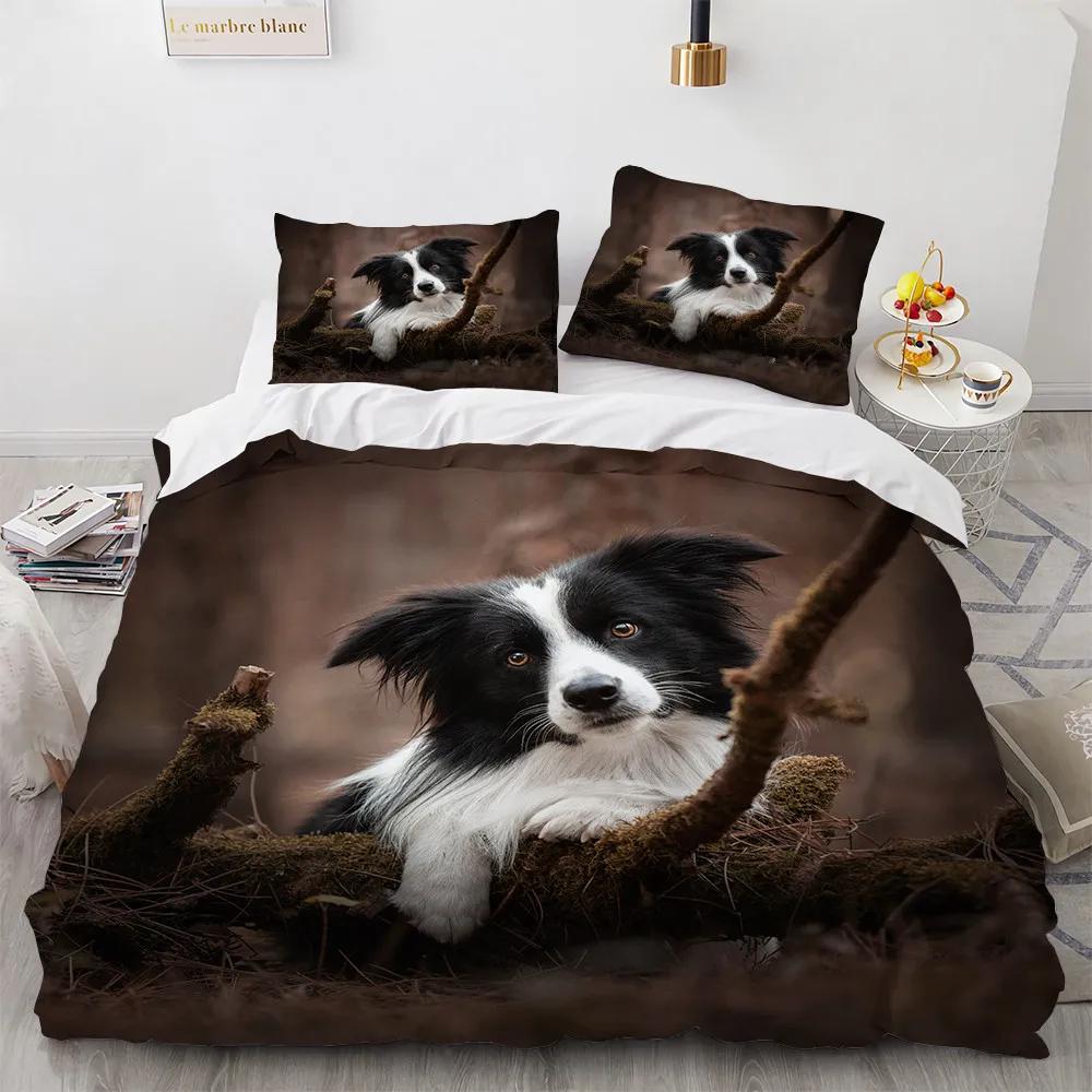 Full Size Bed Cover Set Cute Cartoon Dog Duvetcover 2pcs Pillowcase 3d Comforter Bedding Sets Twin Animals Bed Room Set No Sheet