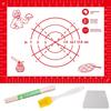 Cooking Mats (Set of 4) Silicone Kneading Mats with Measuring Pads, Heat-Resistant, Non-Slip, Baking Mats with Rolling Pin, Scraper, and Brush,