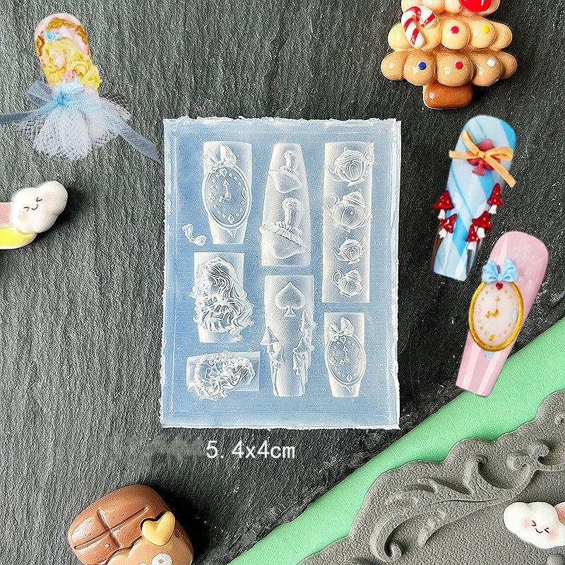 3D Силиконовая форма для ногтей в виде цветка, Милый бант, Роза, Шаблоны для ногтей, DIY украшения для нейл-арта, Пластины для стемпинга, Инструменты для дизайна маникюра