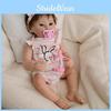 19inch Silicone Reborn Baby Doll With Striped Headband And Rabbit Print Clothing Decorationfor Collectors And Gift Givers