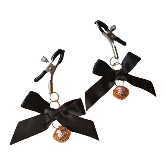 1 пара зажимов для сосков, регулируемые, без пирсинга, украшения для тела с бантом, колокольчиками, металлические декоративные зажимы для взрослых мужчин, женщин, пар, для игры перед сном