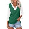 Women's Casual Fashion Sexy Comfortable V-neck Stitching Color Three-quarter Sleeve Top