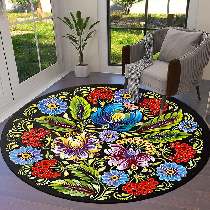1pc Office Carpet Chair Mats Colorful Floral Mandala Design Perfect for Decorating Office Chairs, Living Rooms, Or Bedrooms